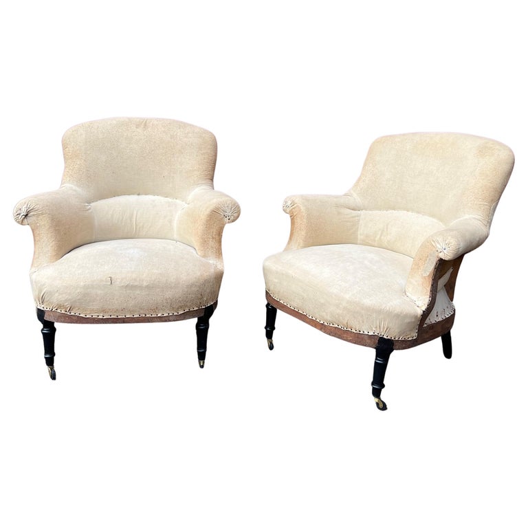 Pair of French Napoleon IIII Arm Chairs with Rounded Backs at 1stDibs