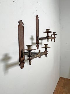 Pareja de candelabros de pared franceses napoleónicos de estaño Ca. 1820s