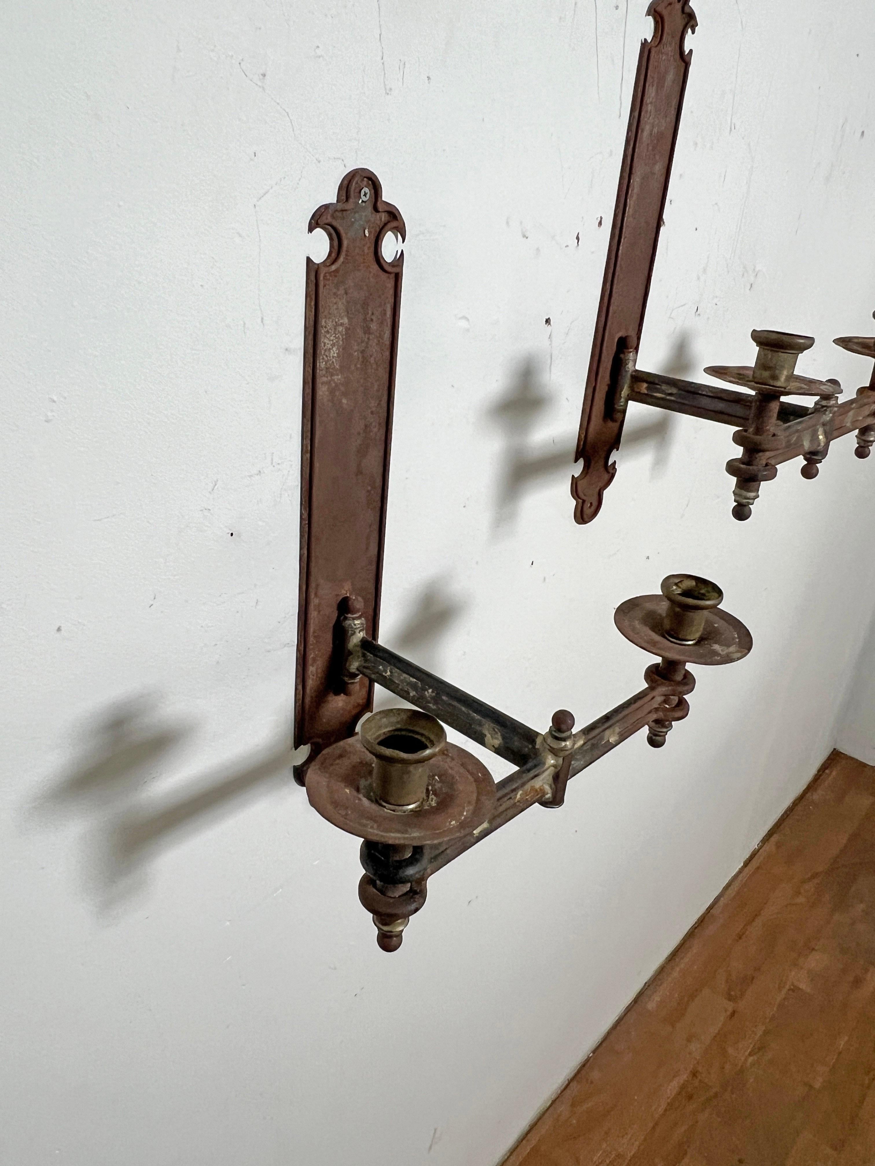Paire d'appliques murales à bougies Napoléoniennes en étain, vers 1820 Bon état - En vente à Peabody, MA