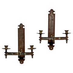 Pair of French Napoleonic Tin Wall Mounted Candle Sconces Ca. 1820s