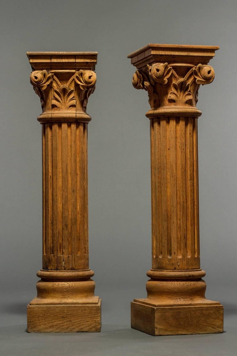 Pair of French Natural Wood Columns at 1stDibs