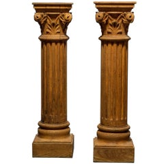 Pair of French Natural Wood Columns