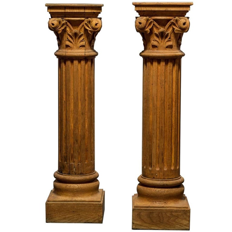 Pair of French Natural Wood Columns at 1stDibs wood columns for sale
