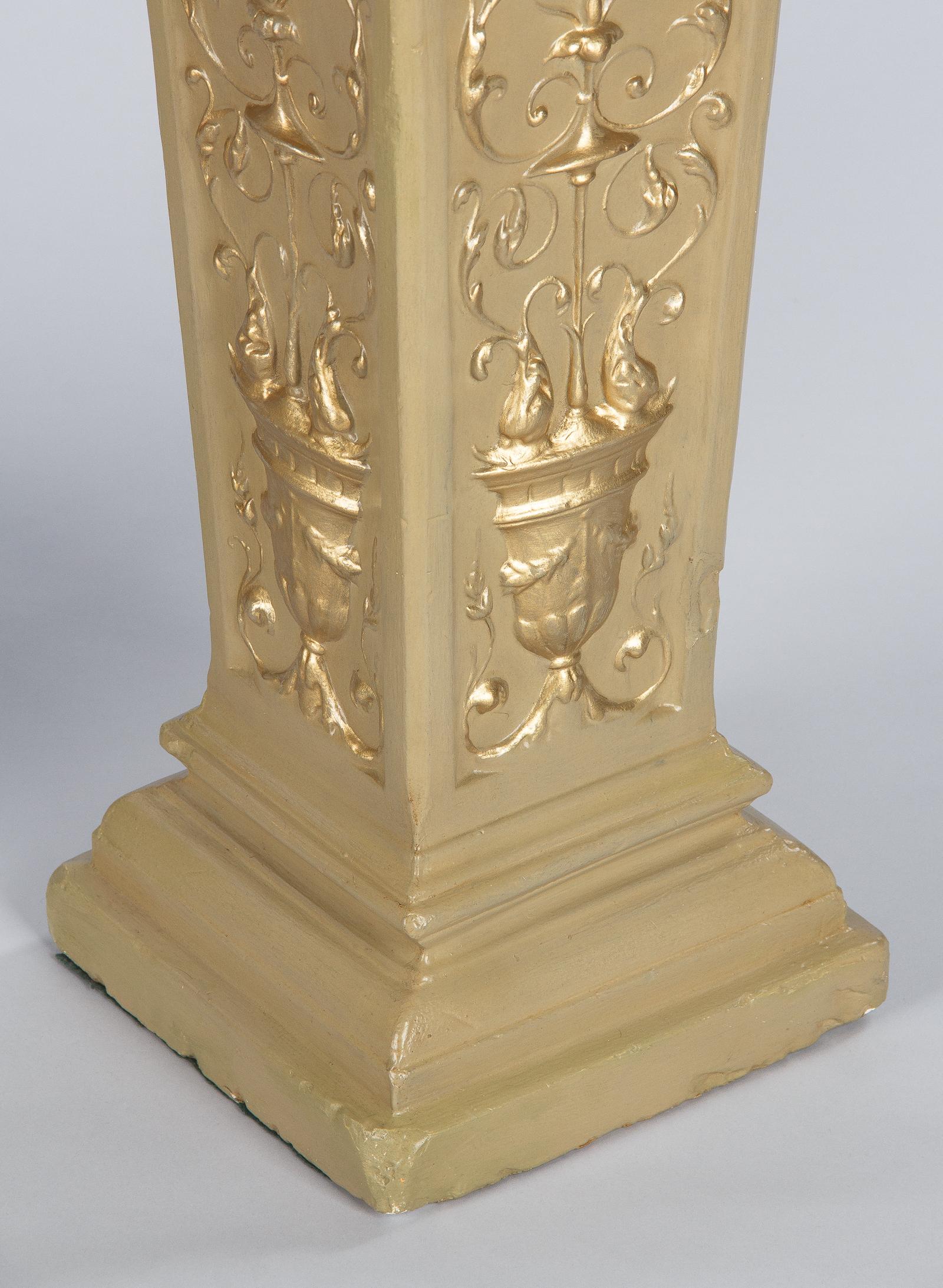 French Neoclassical Painted Plaster Pedestals, 1940s For Sale 7