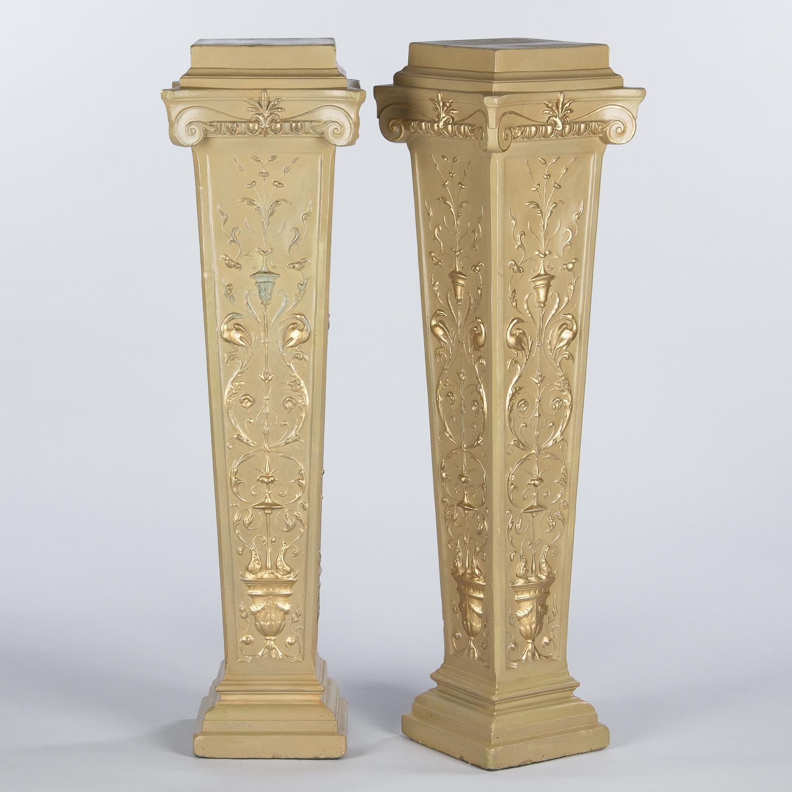 French Neoclassical Painted Plaster Pedestals, 1940s For Sale 8