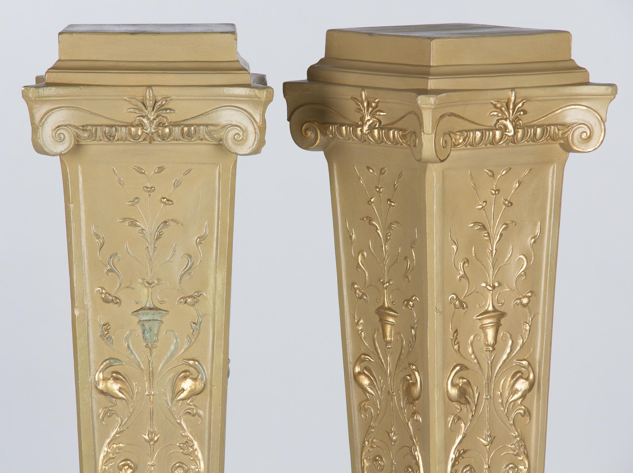 French Neoclassical Painted Plaster Pedestals, 1940s For Sale 9