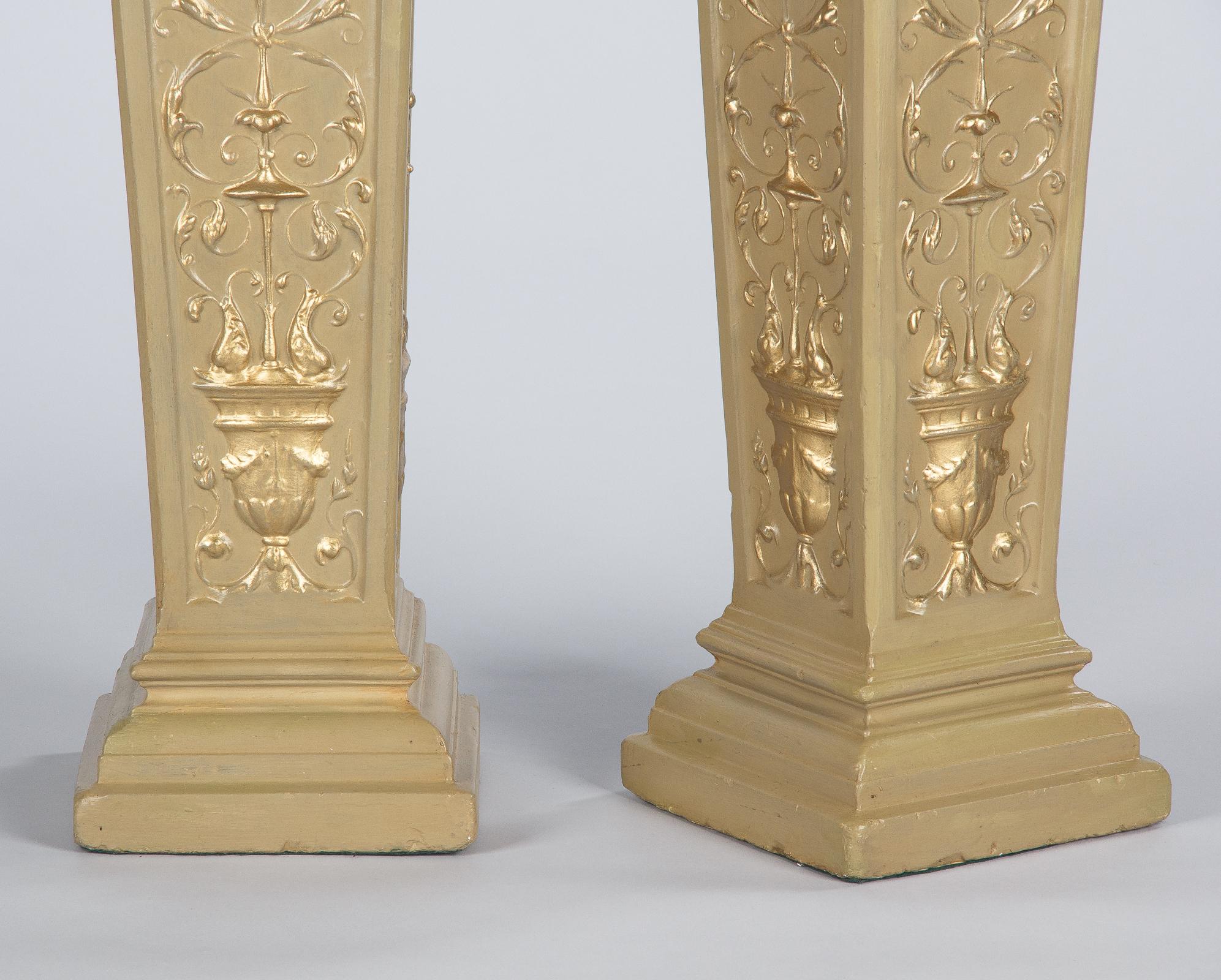 French Neoclassical Painted Plaster Pedestals, 1940s For Sale 10