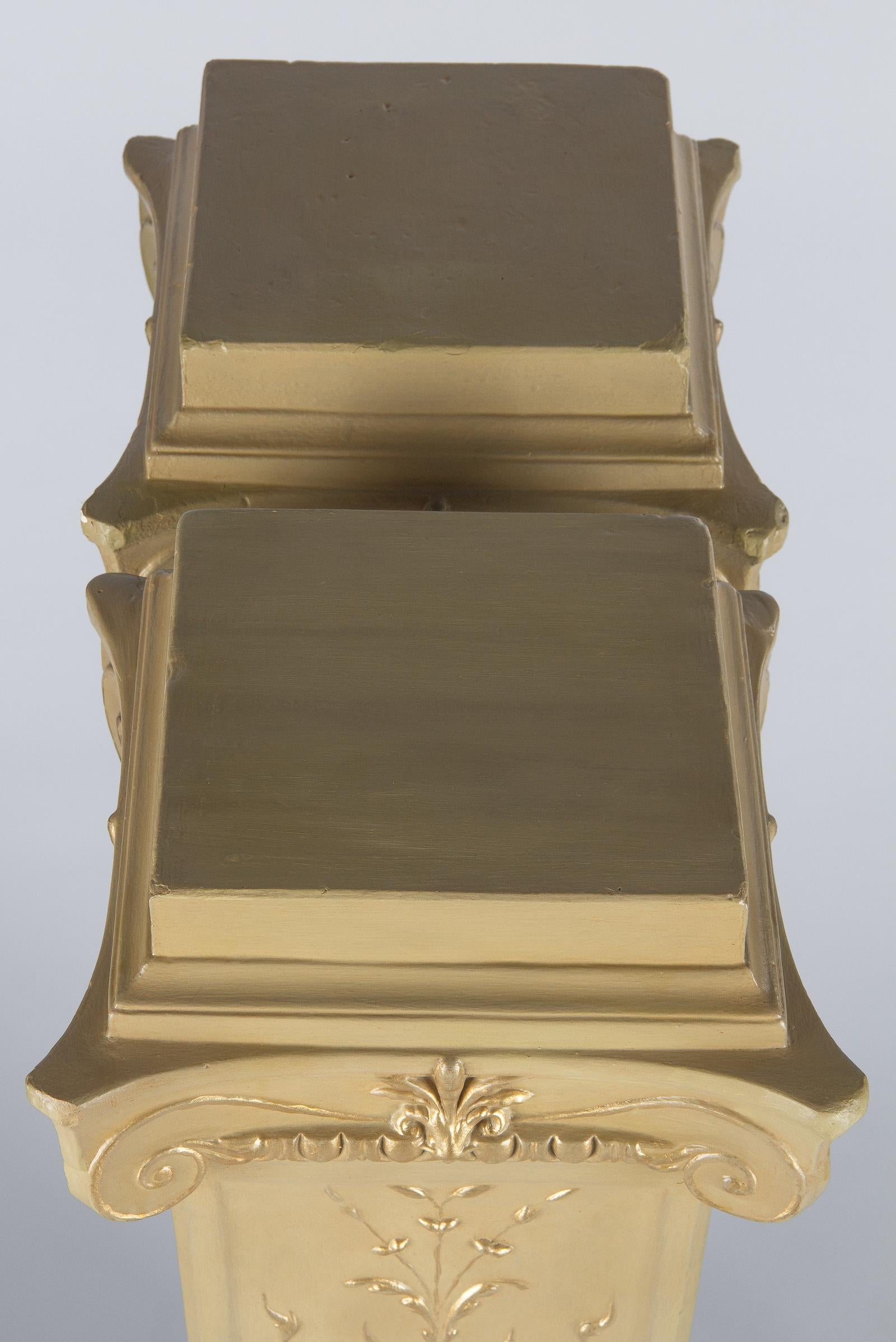 French Neoclassical Painted Plaster Pedestals, 1940s For Sale 12