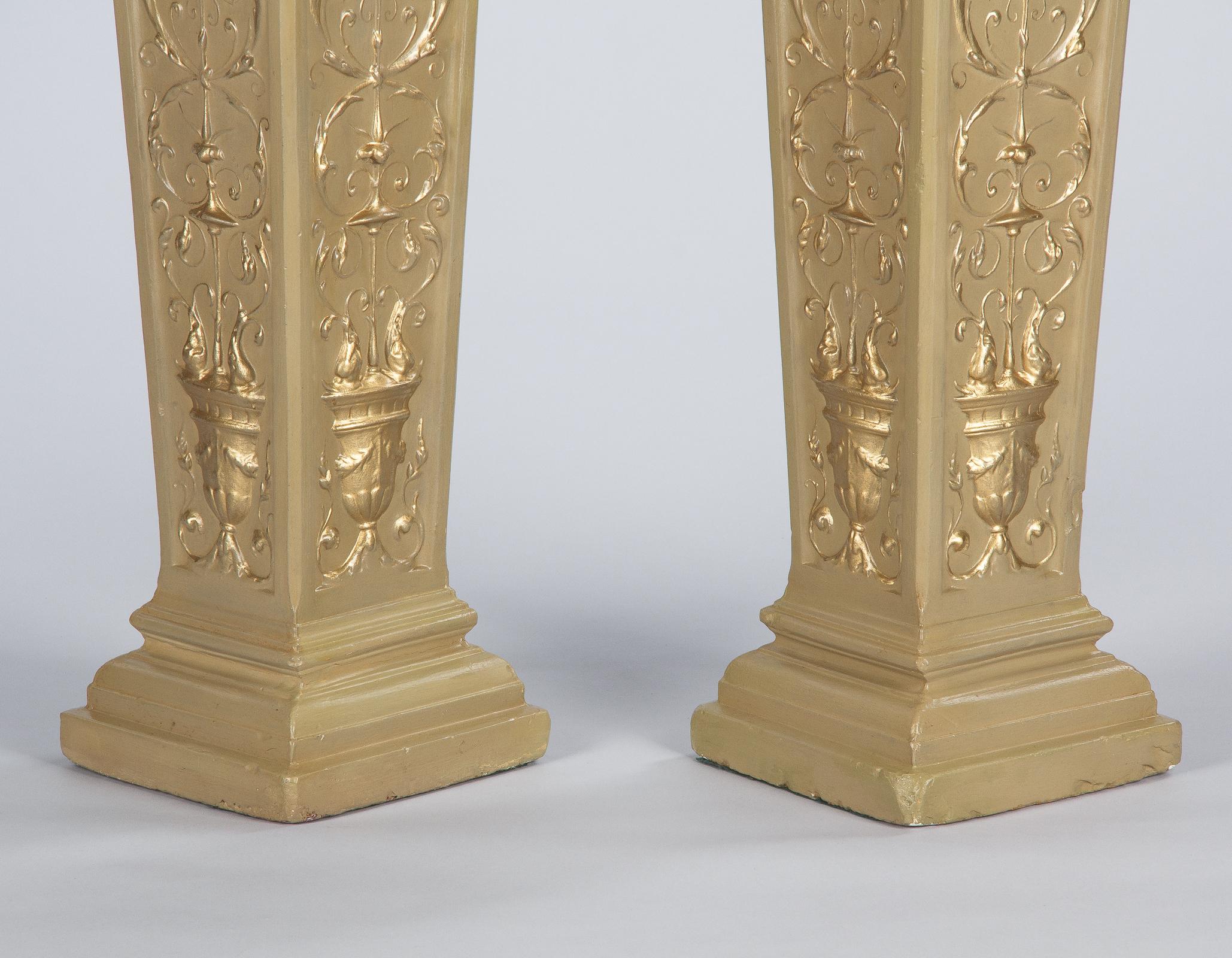 French Neoclassical Painted Plaster Pedestals, 1940s For Sale 2