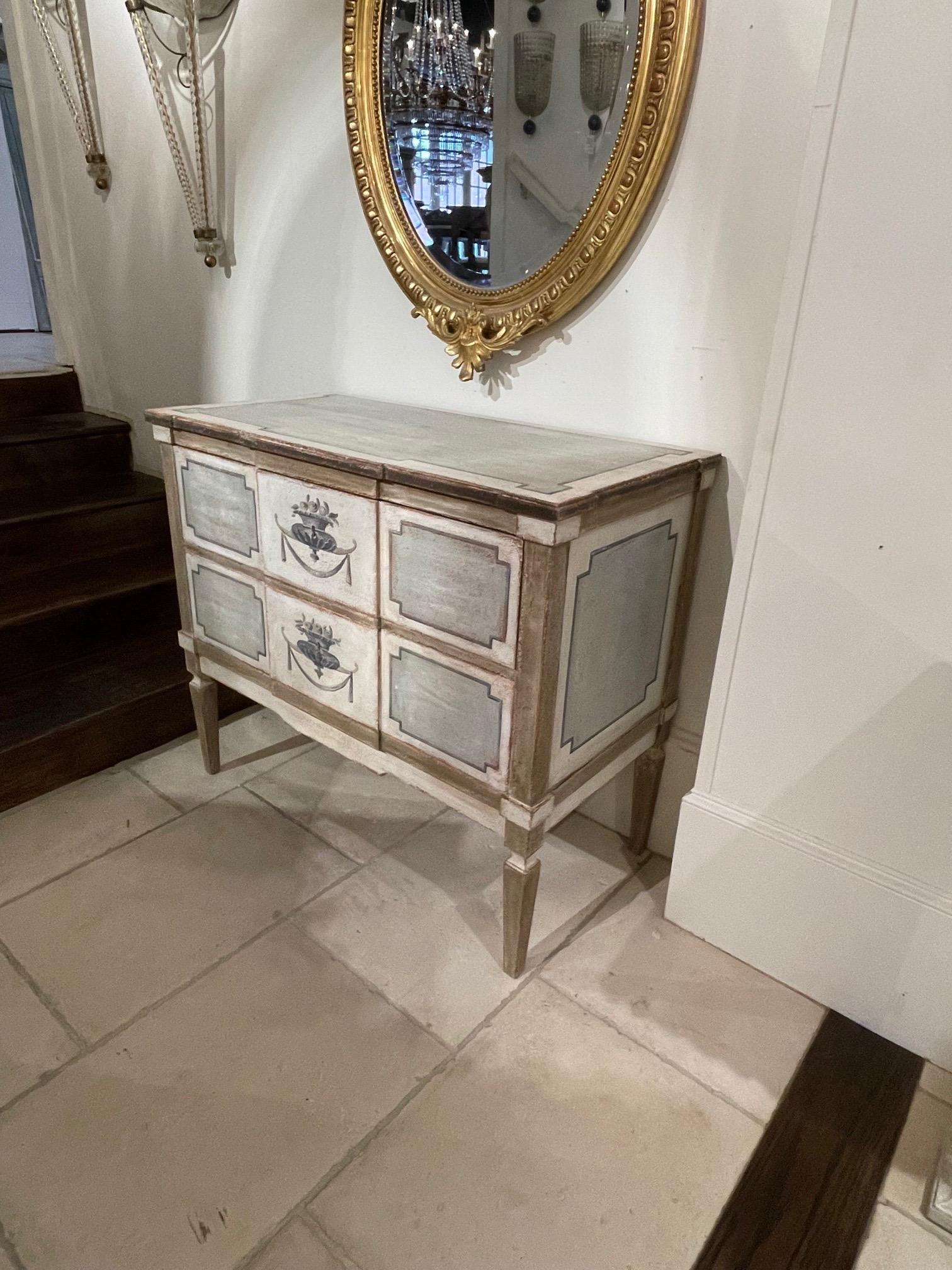 Pair of French Neo Classical Style Painted Bed Side Chests In Good Condition In Dallas, TX