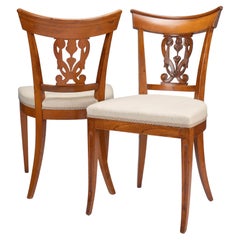 Pair of French Neoclassic Upholstered Seat Side Chairs '1795-1810'