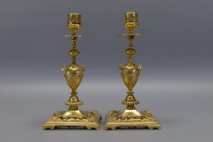 Pair of French Neoclassical Bronze Candlesticks, circa 1930s
