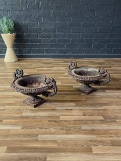 Coppia di vasi da giardino in ghisa neoclassici francesi