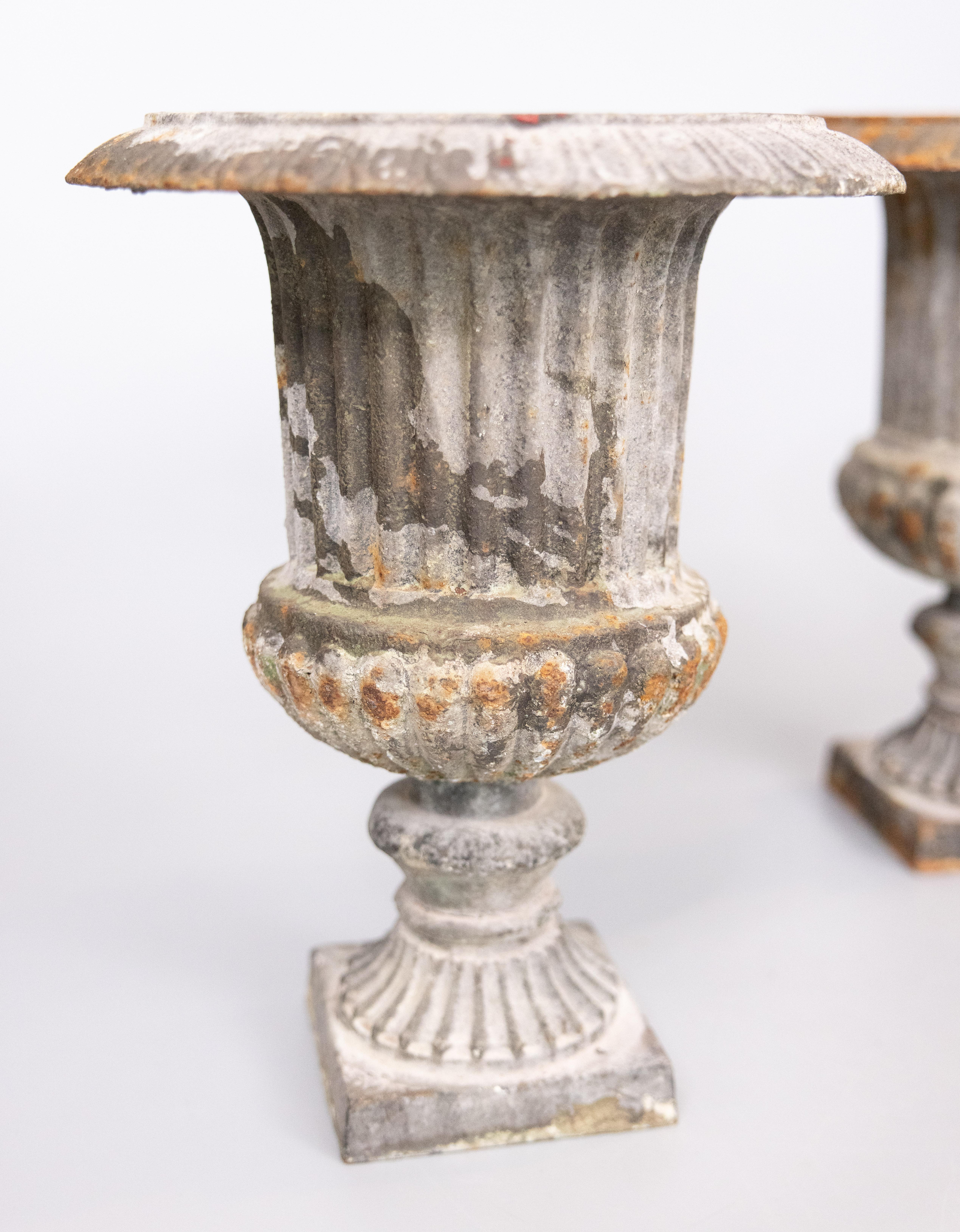 Français Paire de  Urnes de jardin en fonte de style néoclassique français, vers 1940 en vente