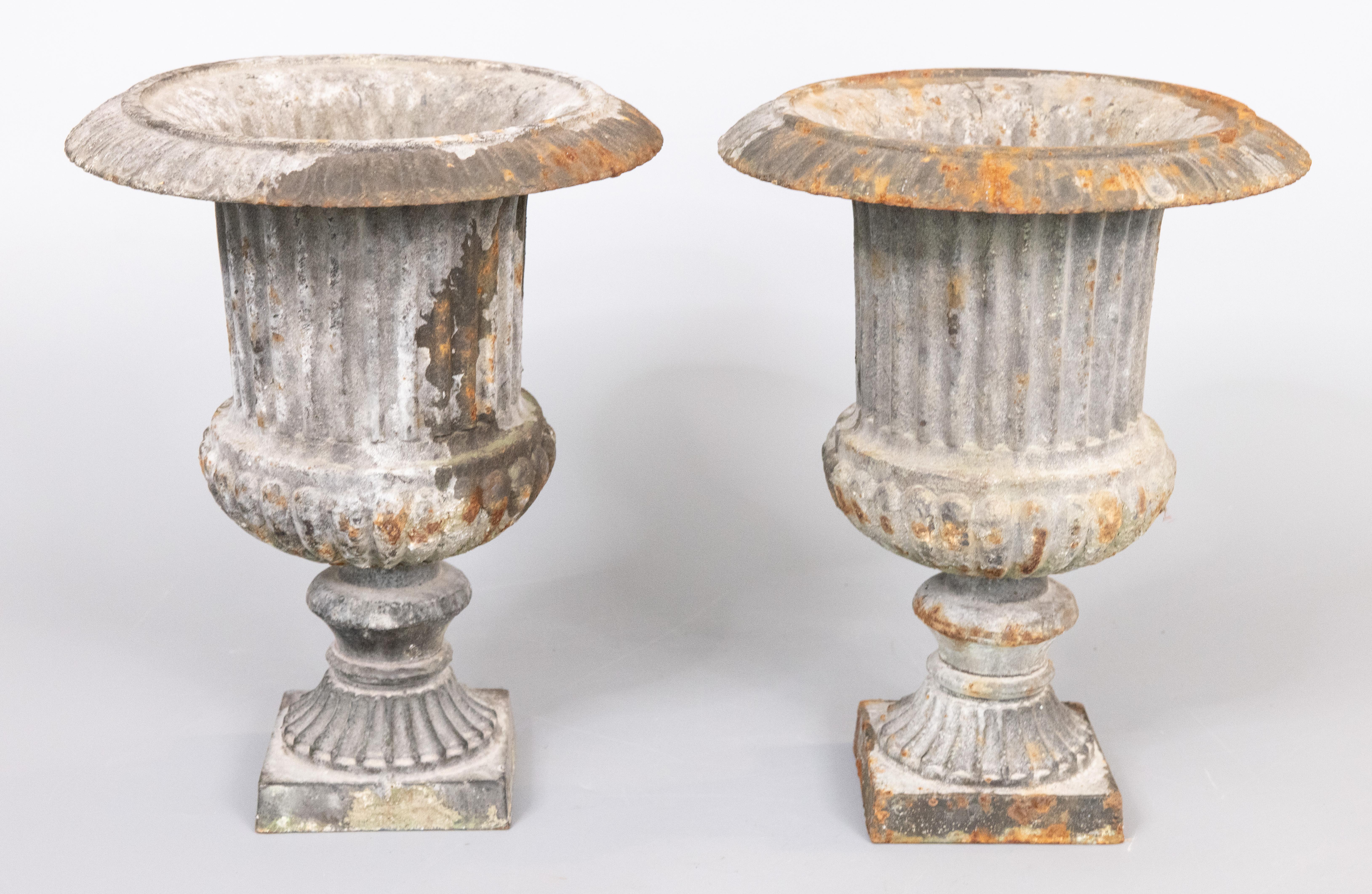 Fer Paire de  Urnes de jardin en fonte de style néoclassique français, vers 1940 en vente