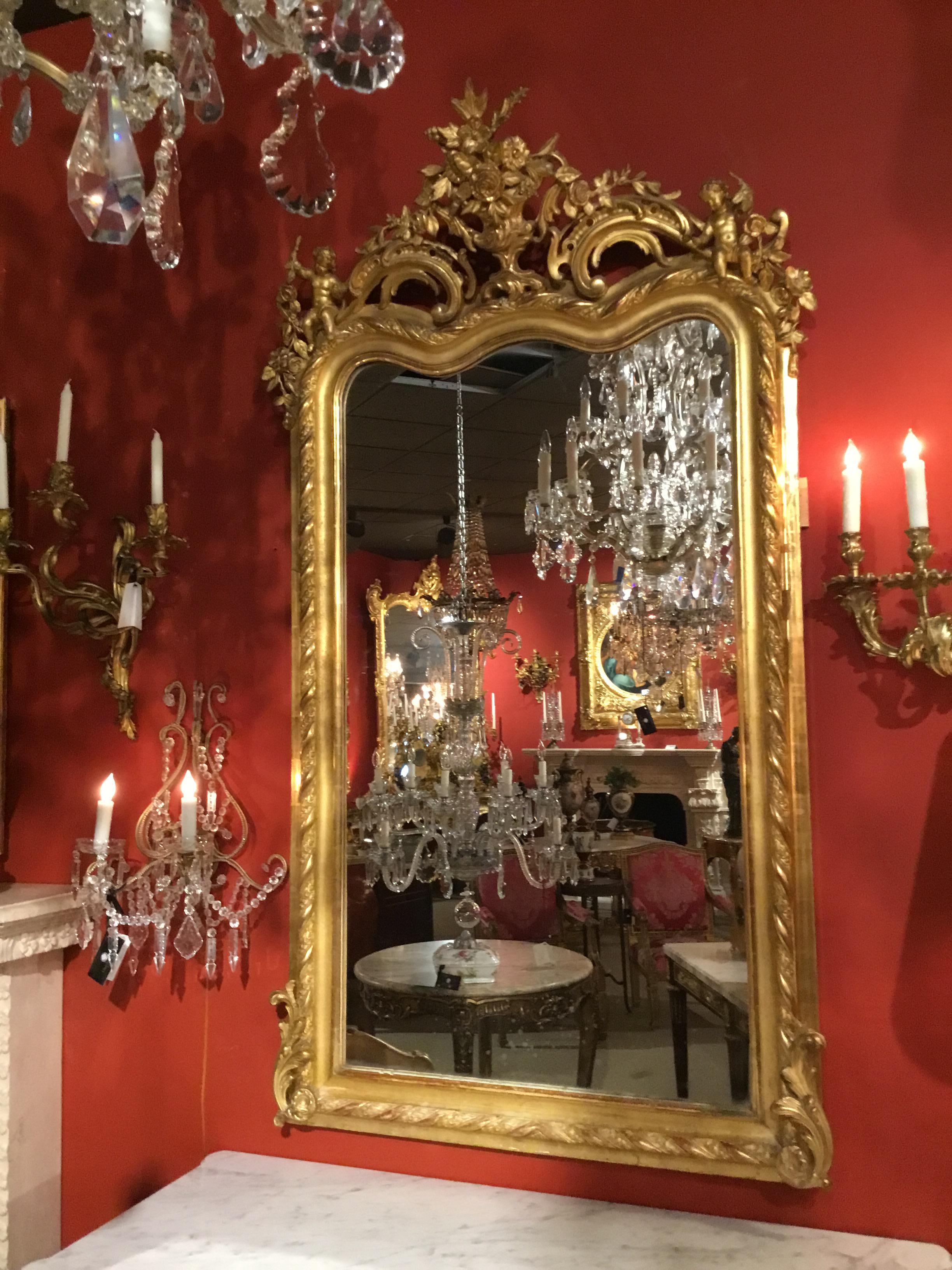 Pair of French Neoclassical Giltwood Mirrors, 19th Century 7