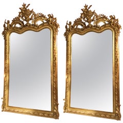 Pair of French Neoclassical Giltwood Mirrors, 19th Century