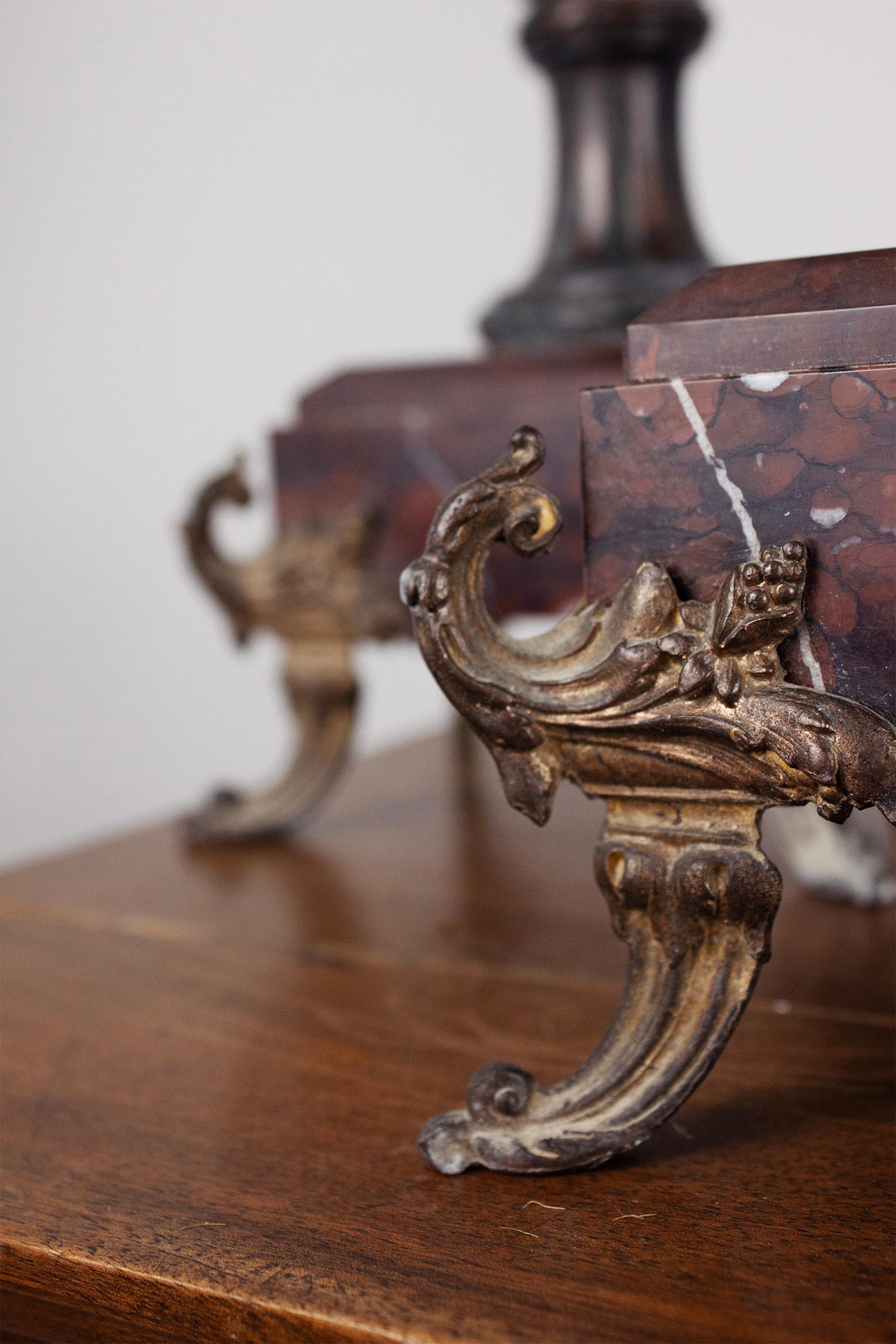 Pair of French Neoclassical Marble Bronze and Brass Urns For Sale 6