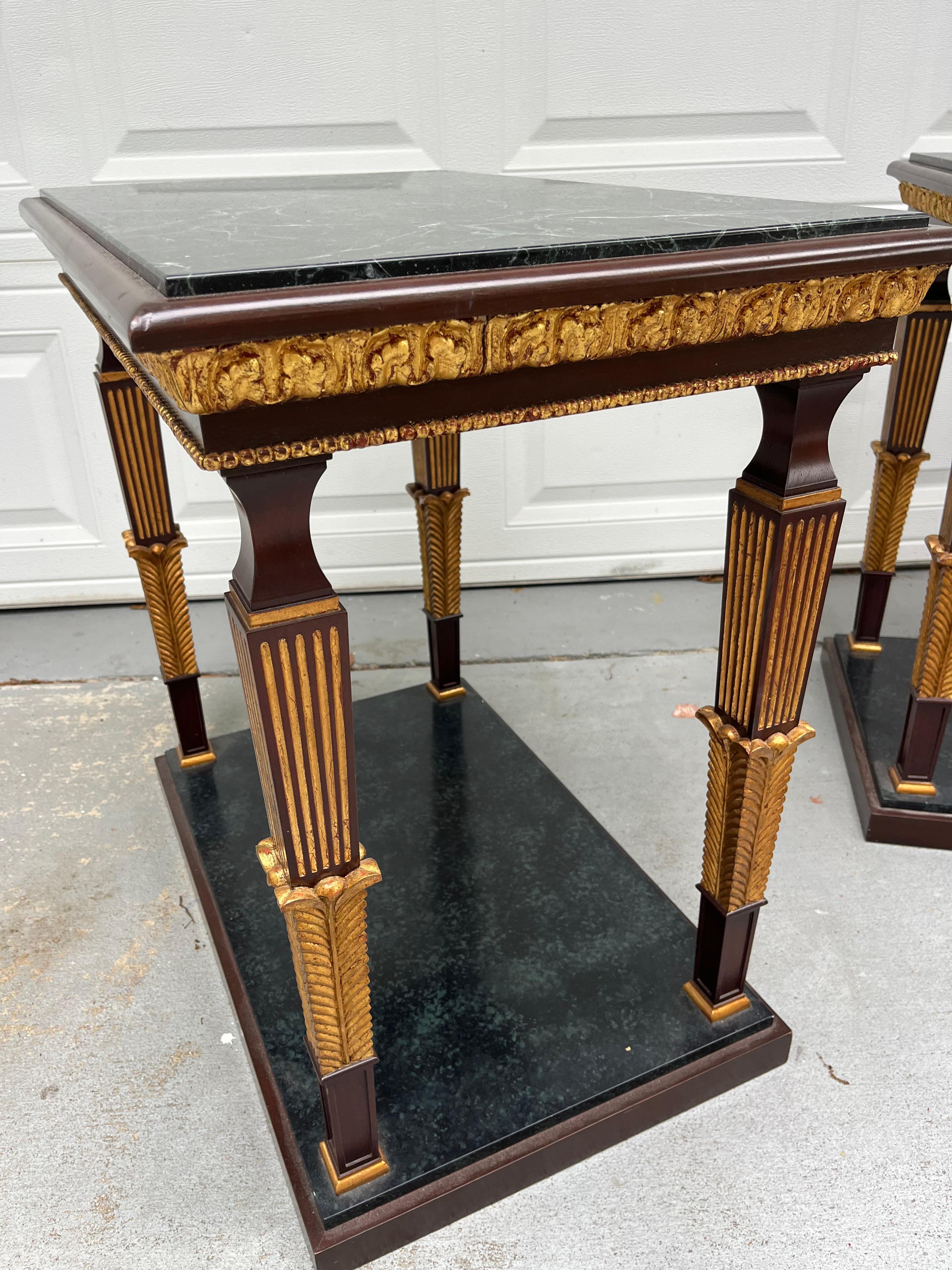 Pair of French Neoclassical Marble Top Console Tables For Sale 6