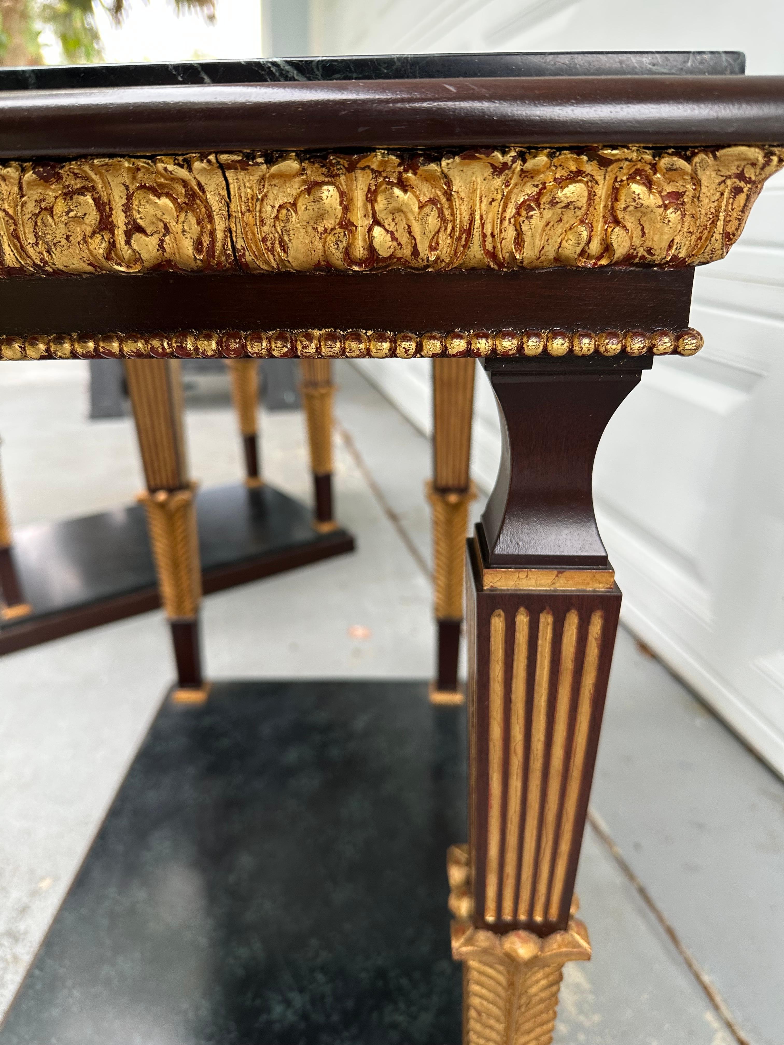 Pair of French Neoclassical Marble Top Console Tables In Good Condition For Sale In Vero Beach, FL