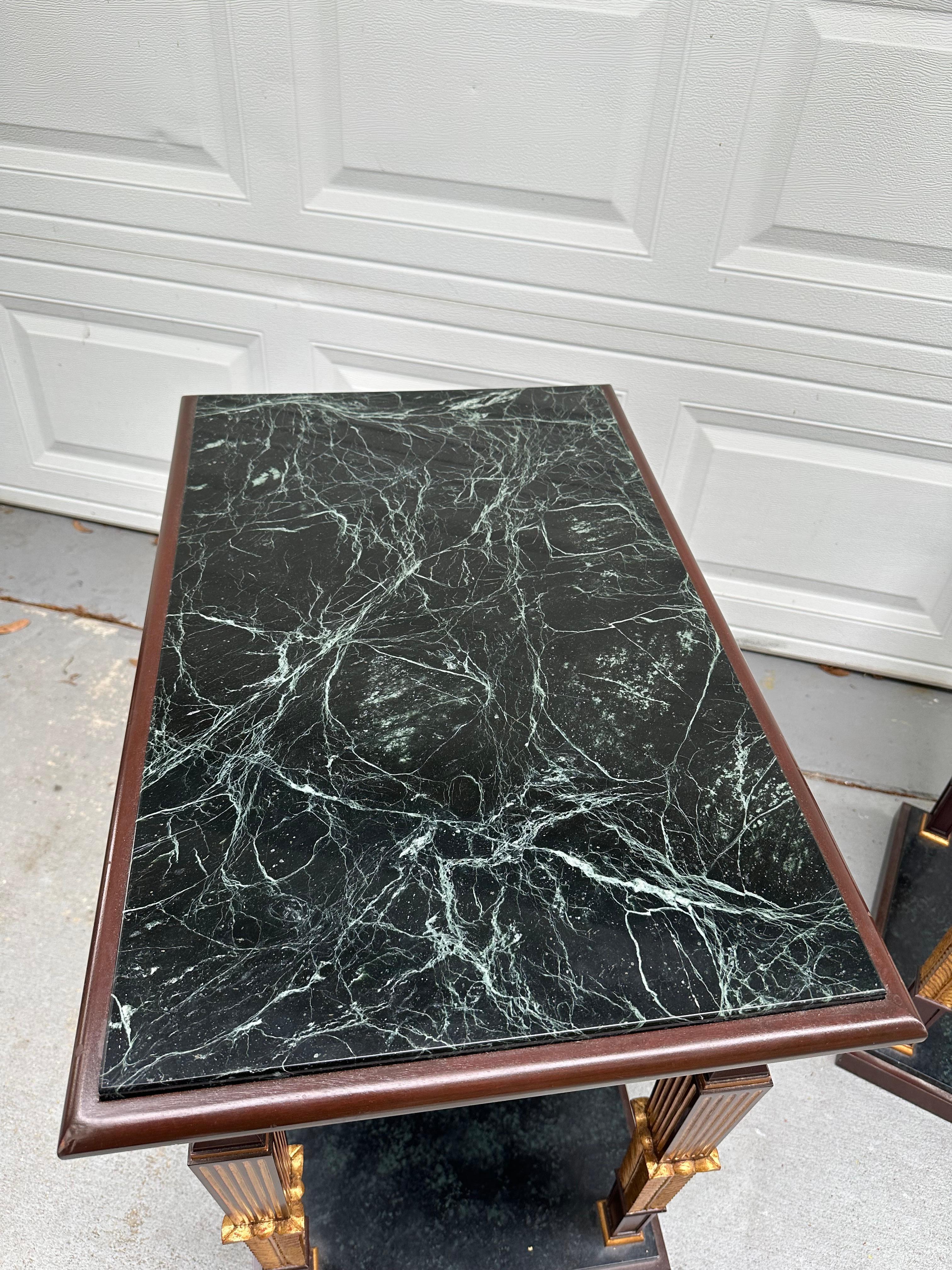 Pair of French Neoclassical Marble Top Console Tables For Sale 2