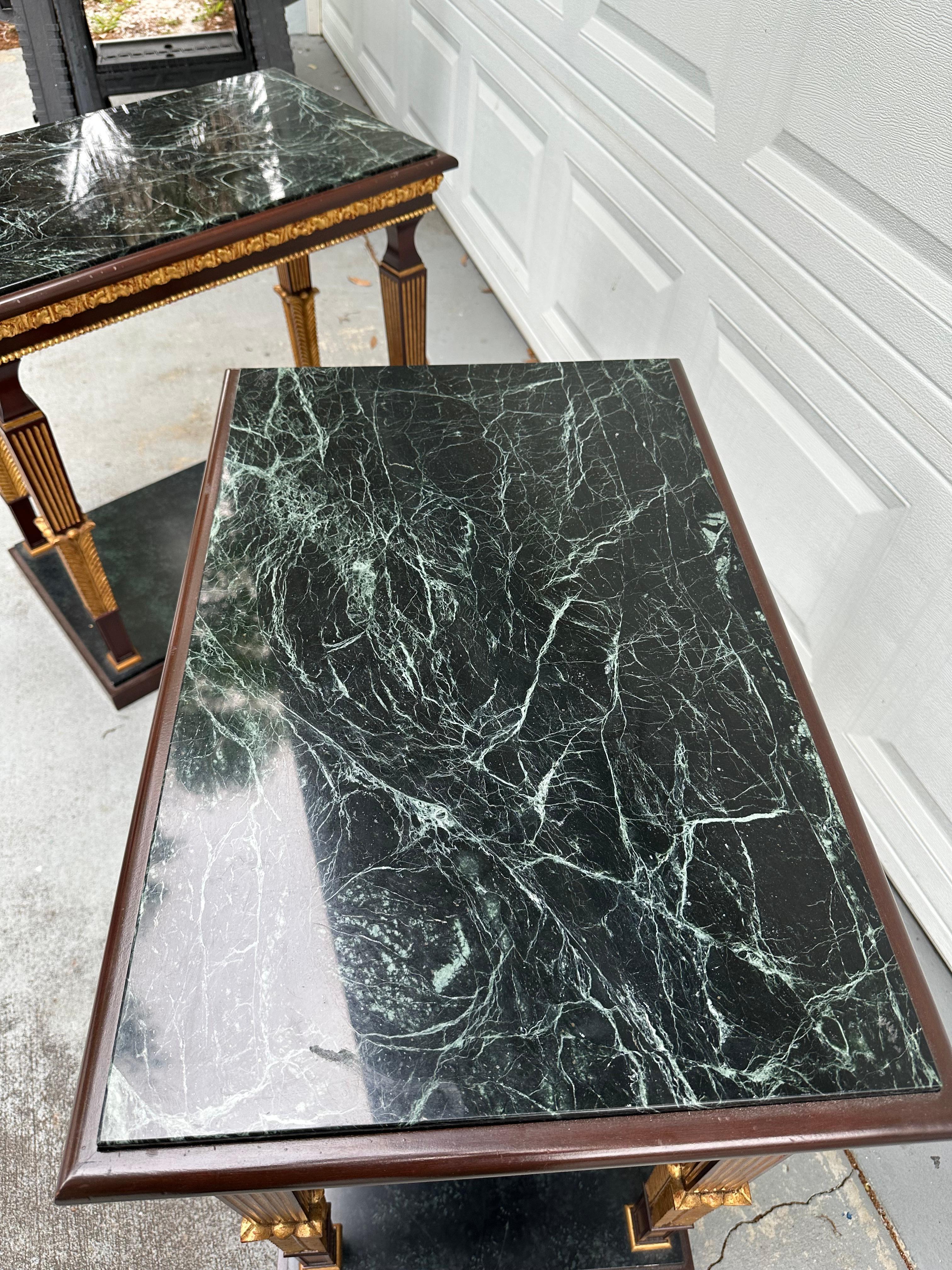 Pair of French Neoclassical Marble Top Console Tables For Sale 4