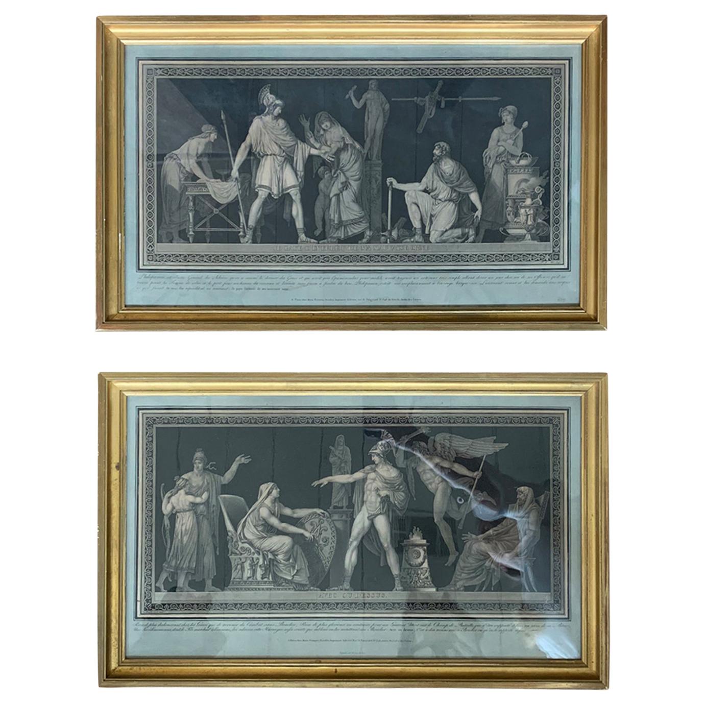 Pair of French Neoclassical Military Engravings by Pierre Michel Alix circa 1795
