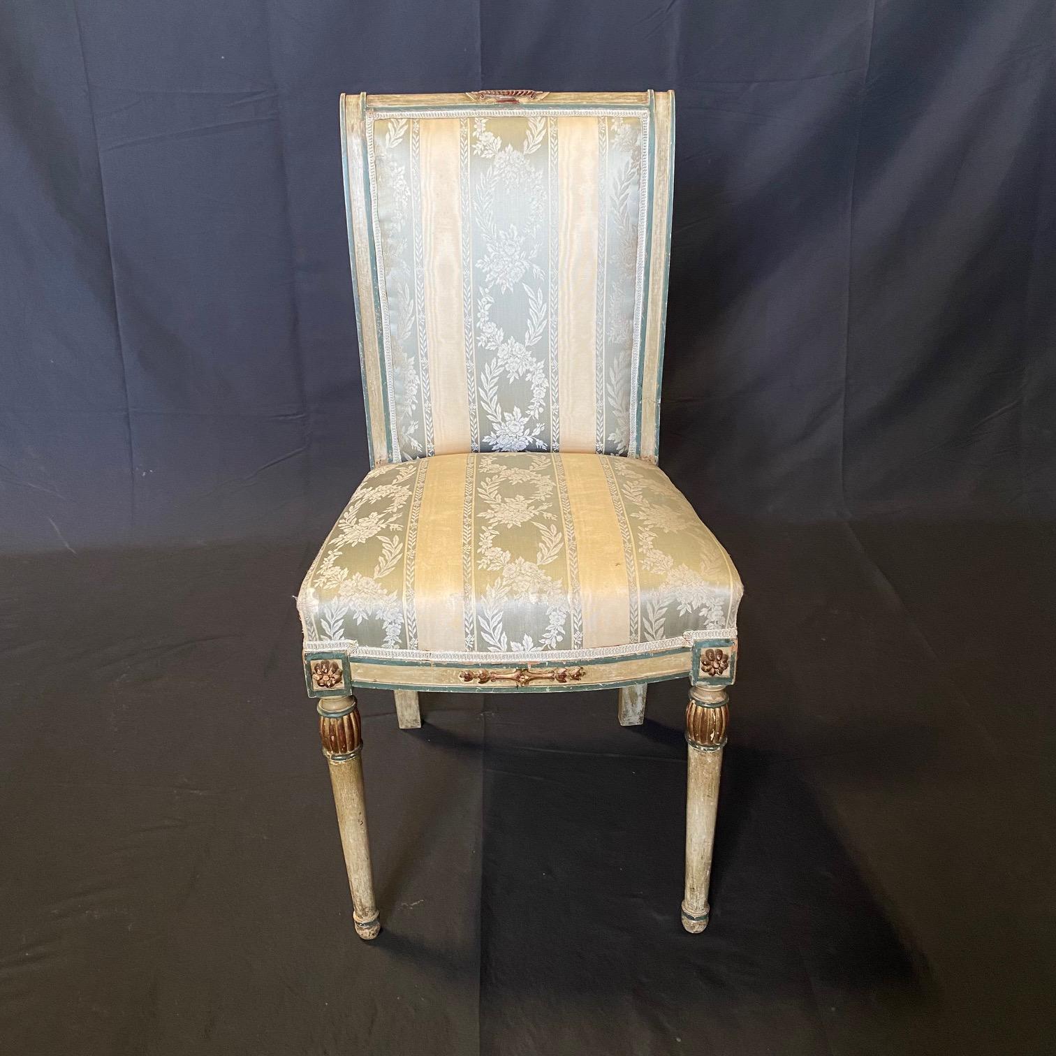 Pair of French Neoclassical Painted Louis XVI Side Chairs For Sale 13