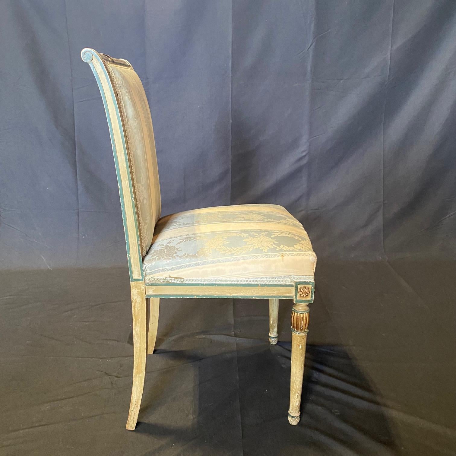 Pair of French Neoclassical Painted Louis XVI Side Chairs For Sale 4