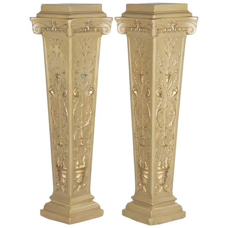 Pair of French Neoclassical Painted Plaster Pedestals, 1940s For Sale ...