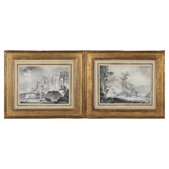 Pair of French Neoclassical Ruin Drawings