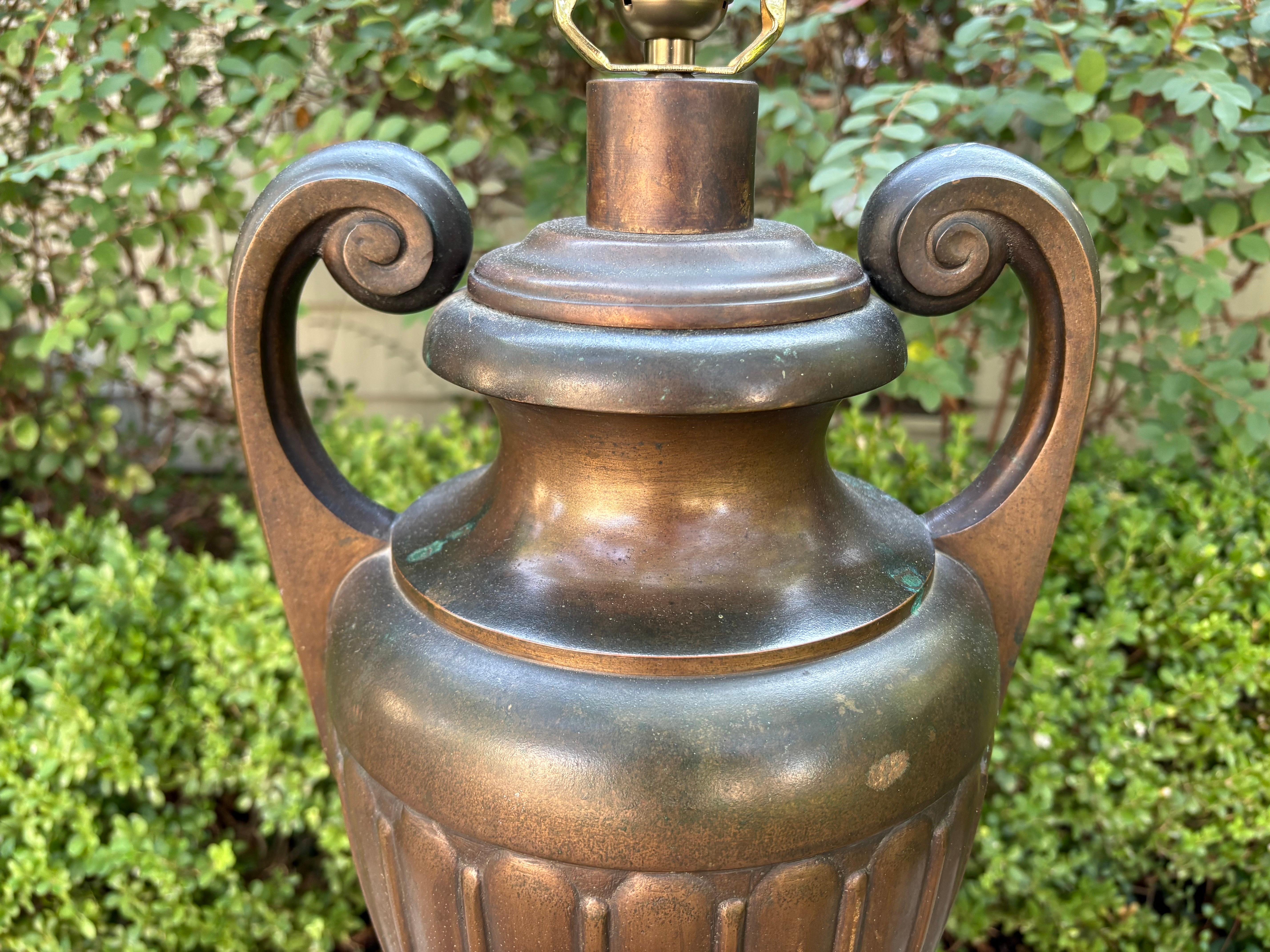 Mid-20th Century Pair Of French Neoclassical Style Bronze Lamps For Sale