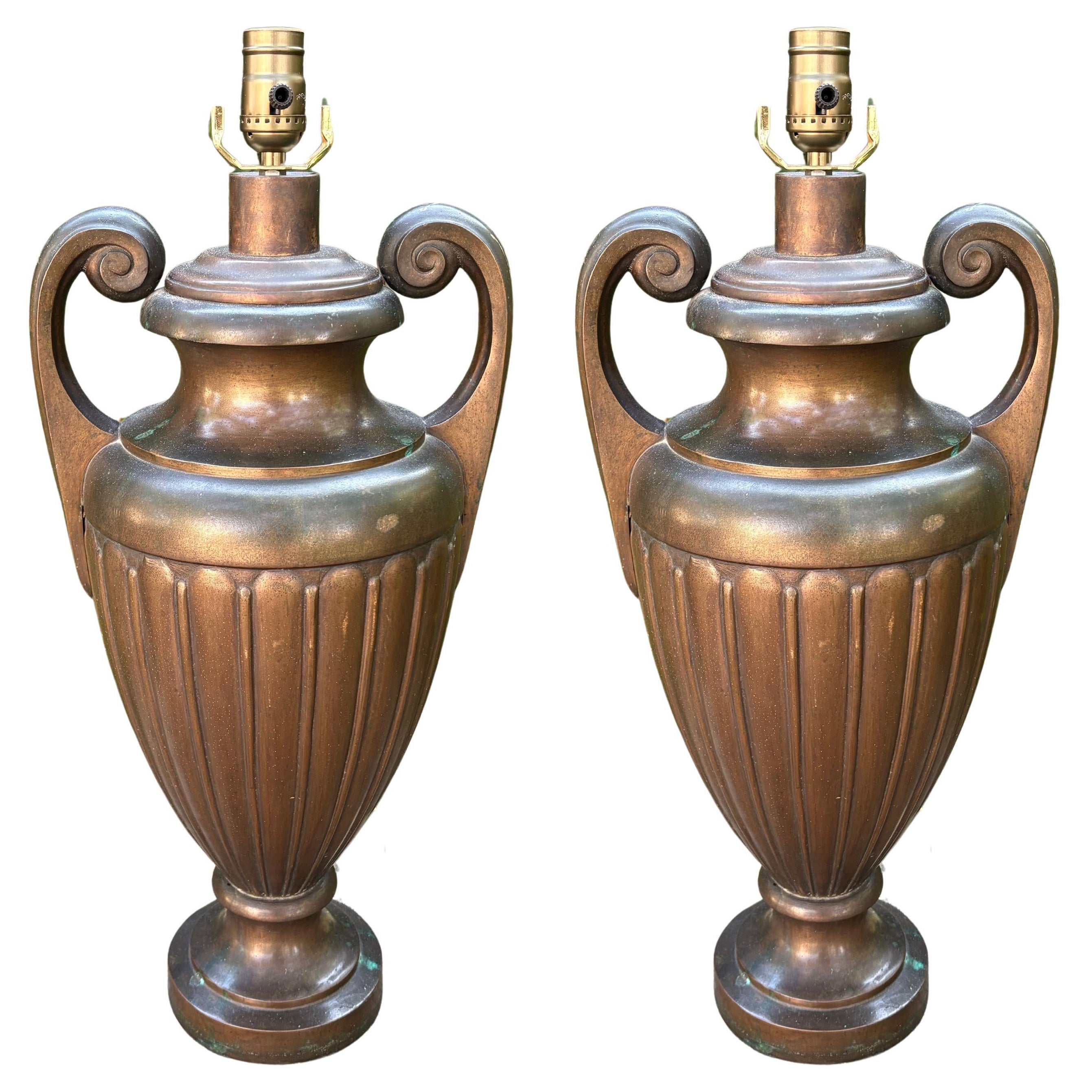 Pair Of French Neoclassical Style Bronze Lamps