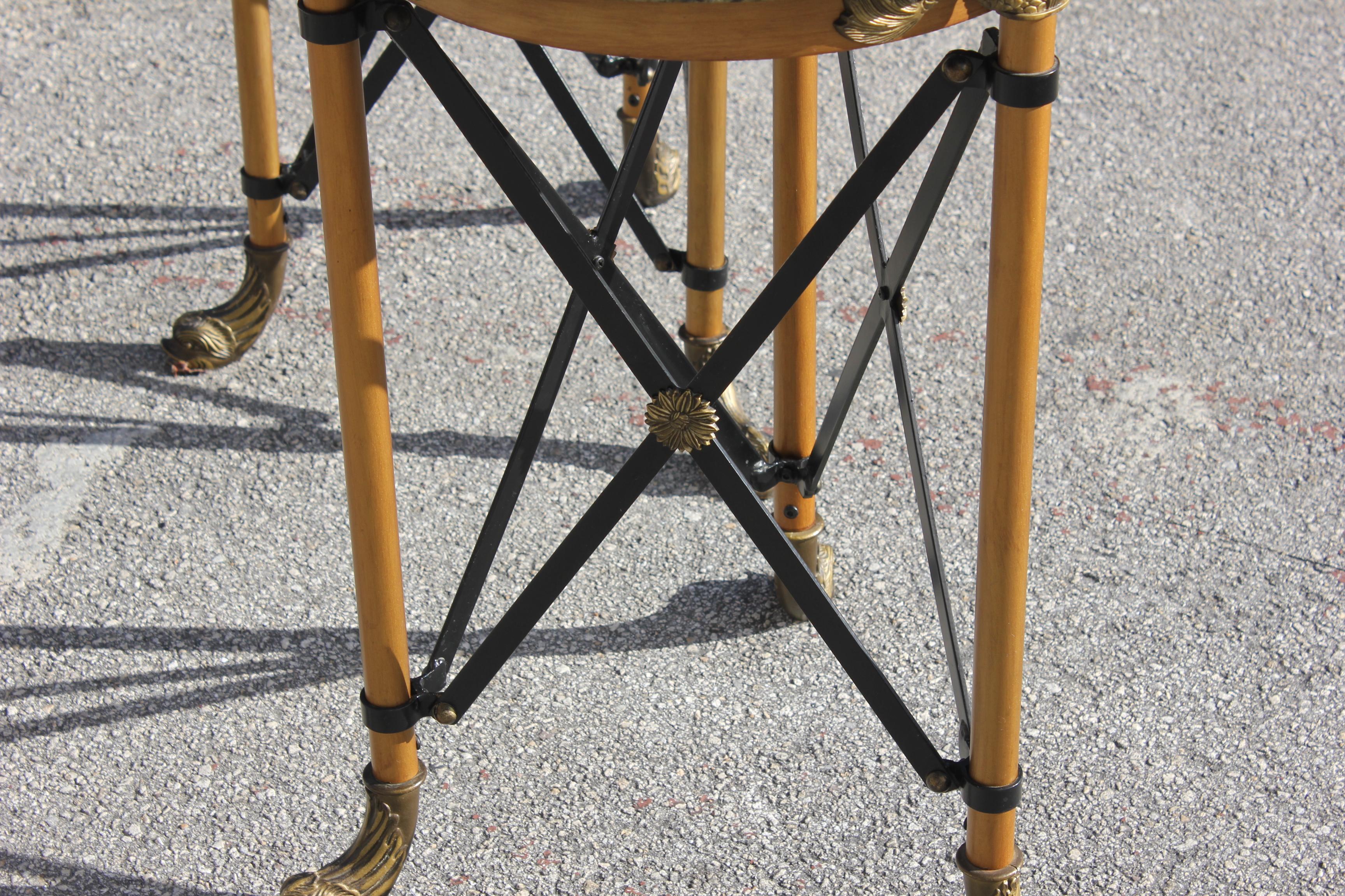 Pair of French Neoclassical Style Bronze Side Table or Accent Table Marble Top 7