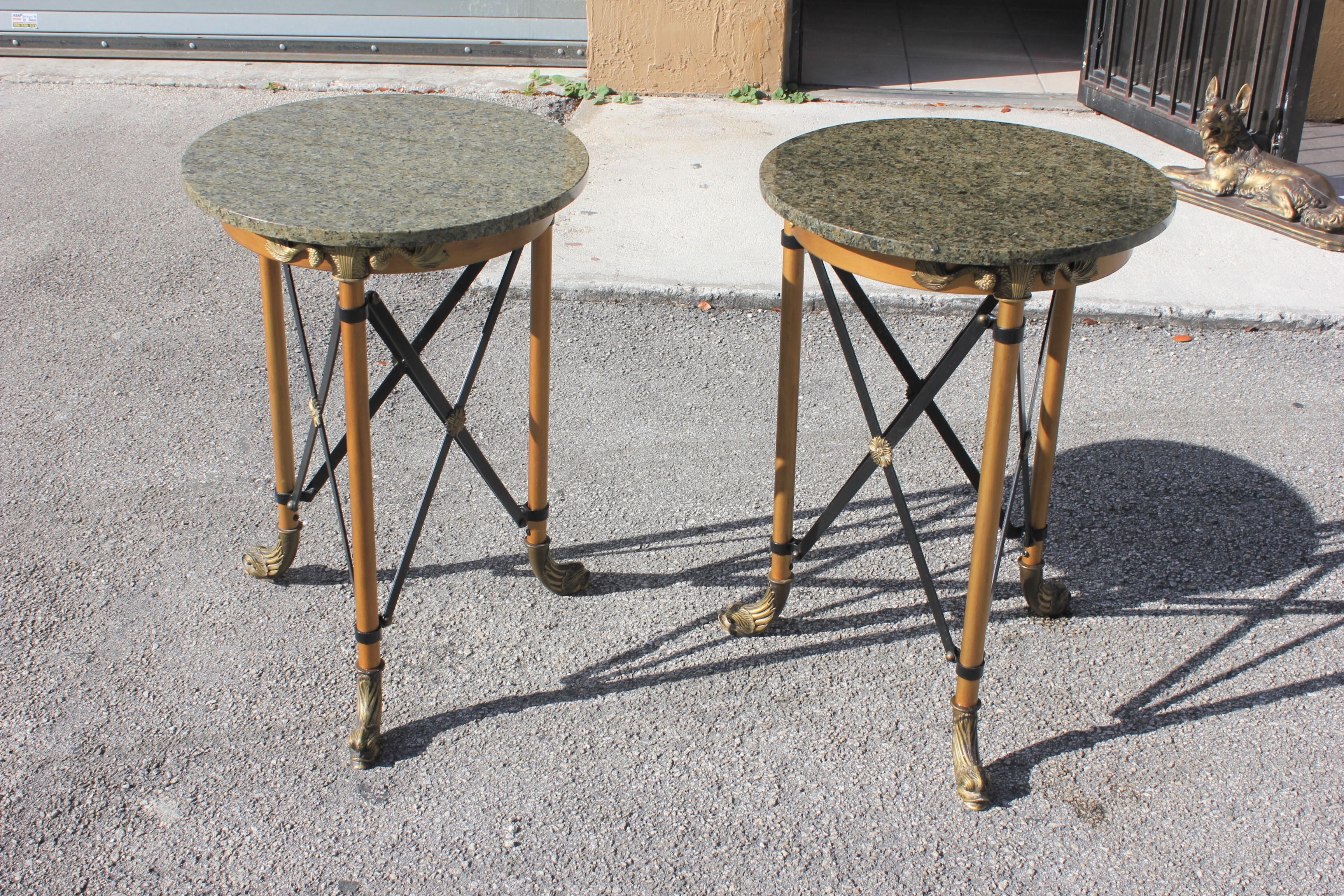 Pair of French Neoclassical Style Bronze Side Table or Accent Table Marble Top 11