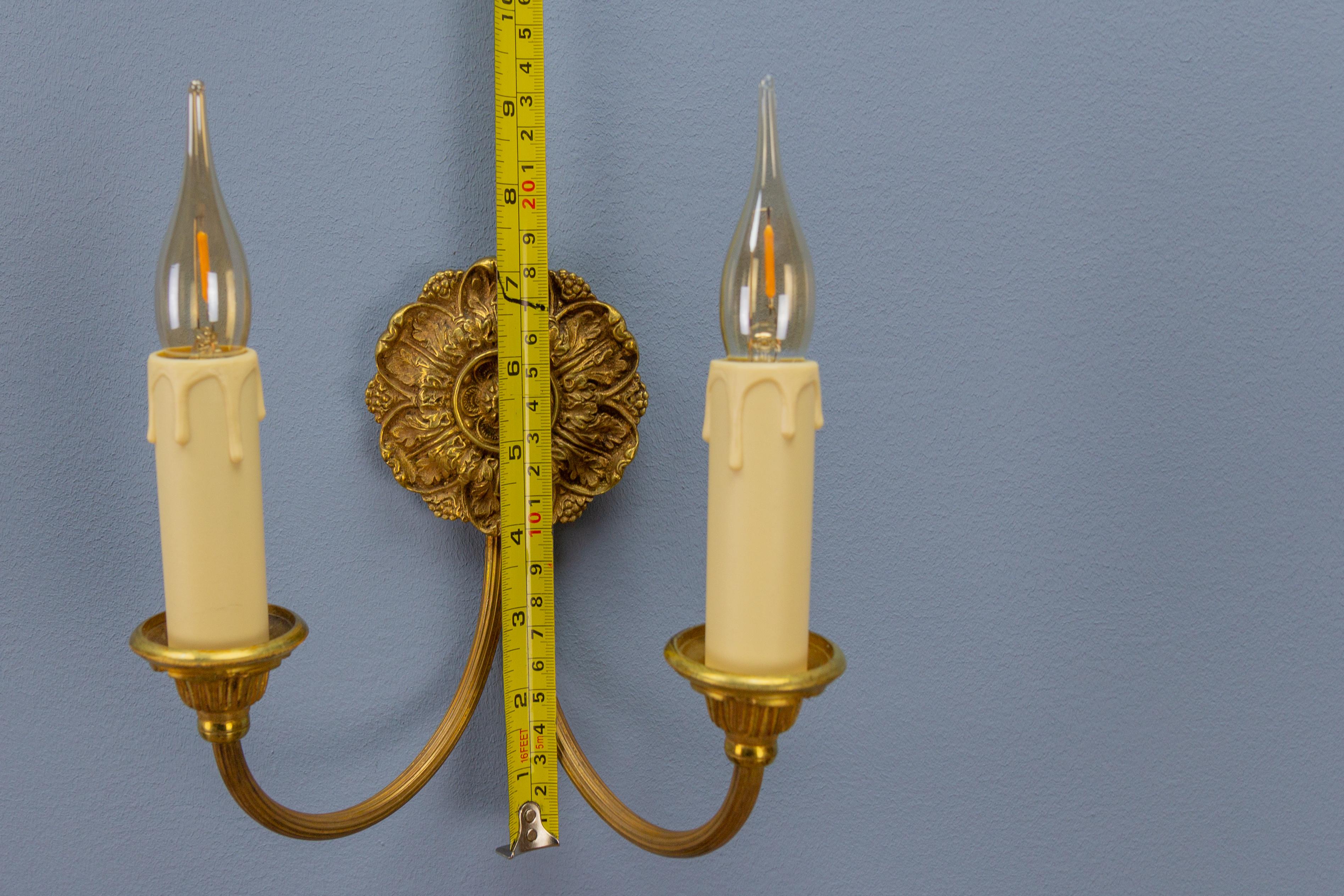Pair of French Neoclassical Style Bronze Twin Arm Sconces, ca 1920 For Sale 15