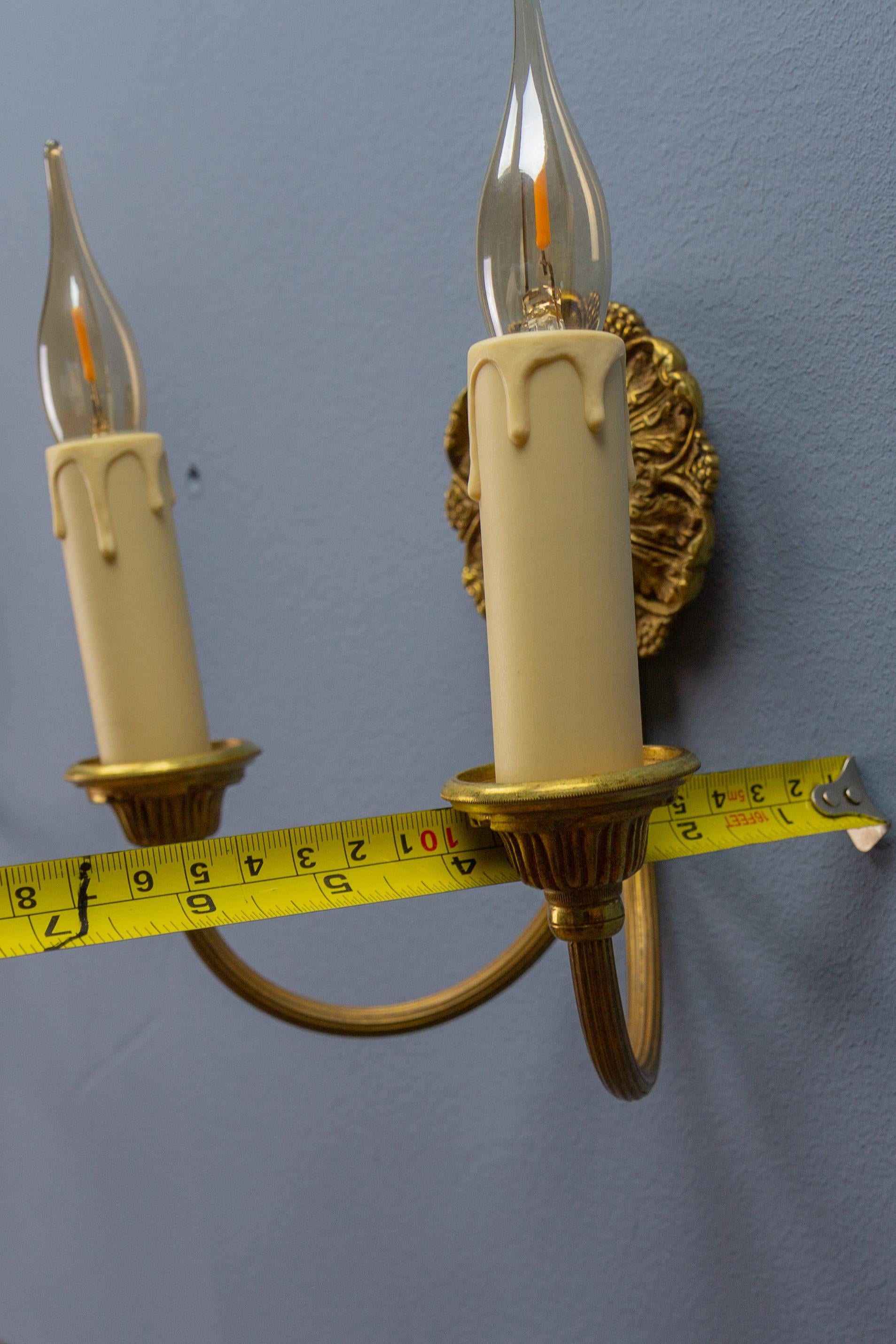 Pair of French Neoclassical Style Bronze Twin Arm Sconces, ca 1920 For Sale 16