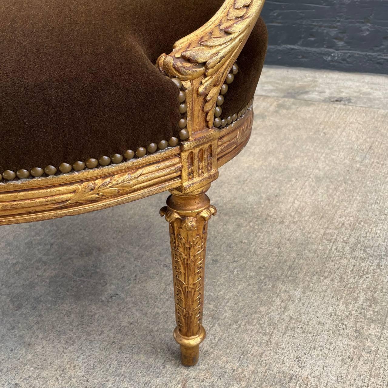 Pair of French Neoclassical-Style Giltwood Armchairs For Sale 12