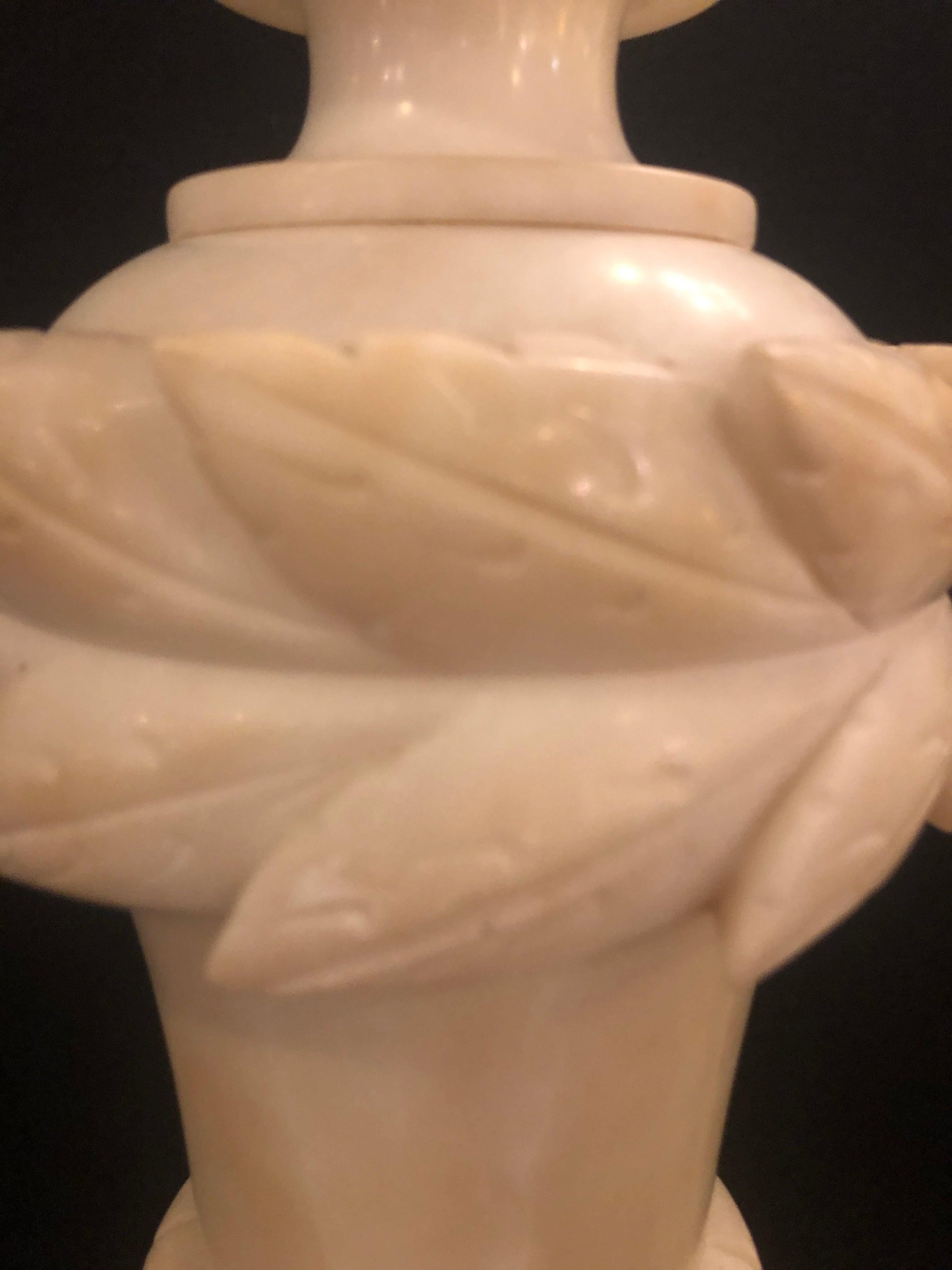 Pair of French Neoclassical Style Off-White Alabaster Urn Shaped Table Lamps 9