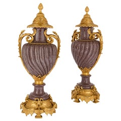 Pair of French Neoclassical Style Ormolu Mounted Porphyry Vases