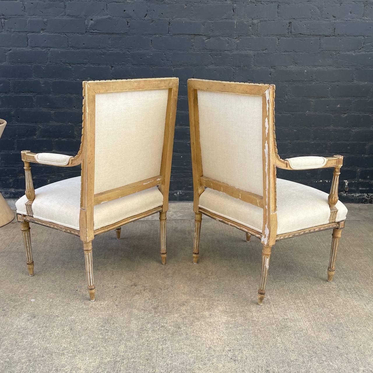 Mid-20th Century Pair Of French Neoclassical-Style Painted Armchairs 