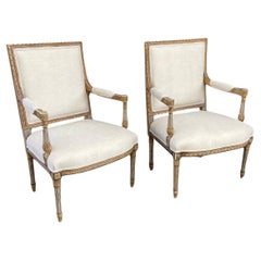 Pair Of French Neoclassical-Style Painted Armchairs 