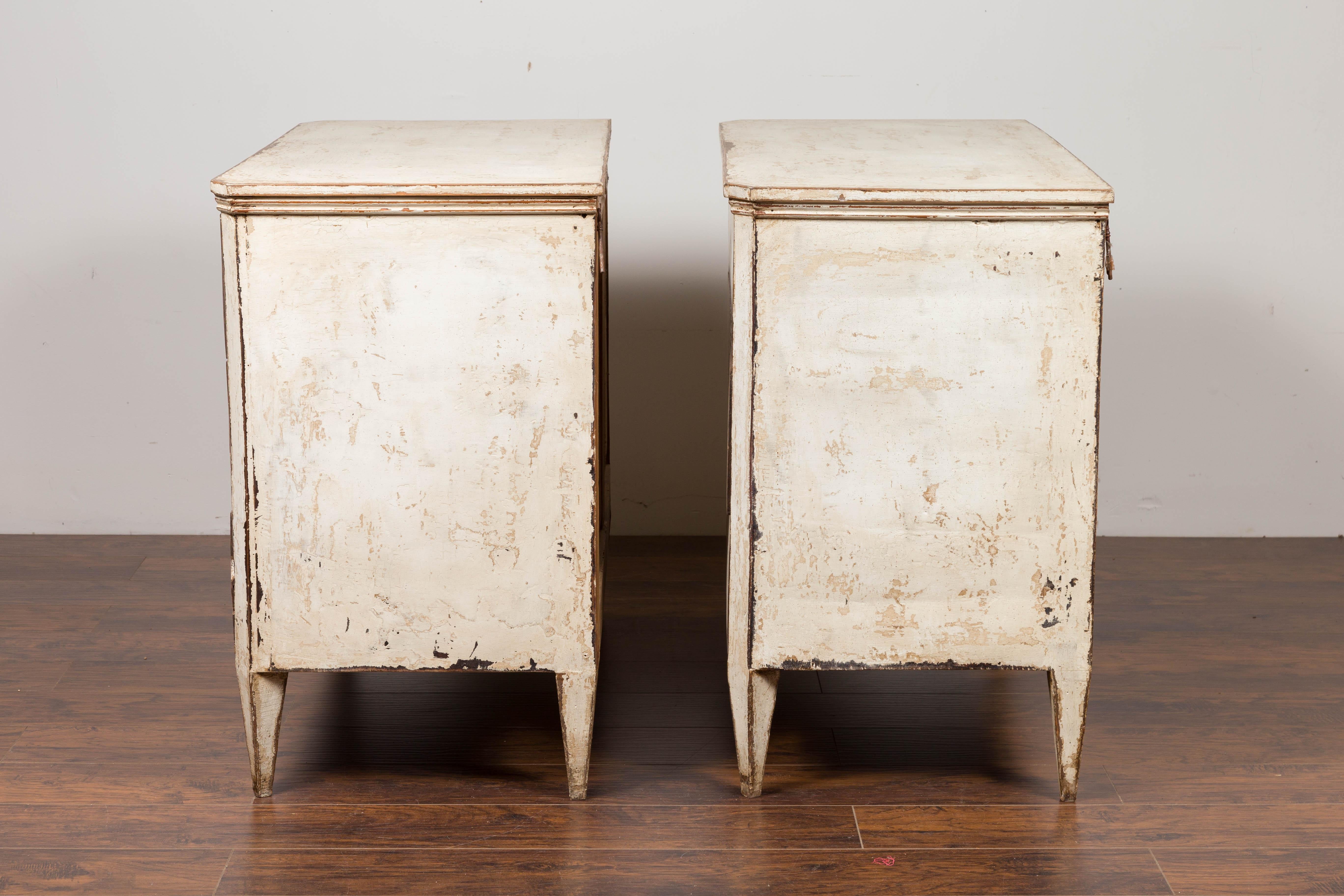 Pair of French Neoclassical Style Painted Three-Drawer Commodes, circa 1860 6