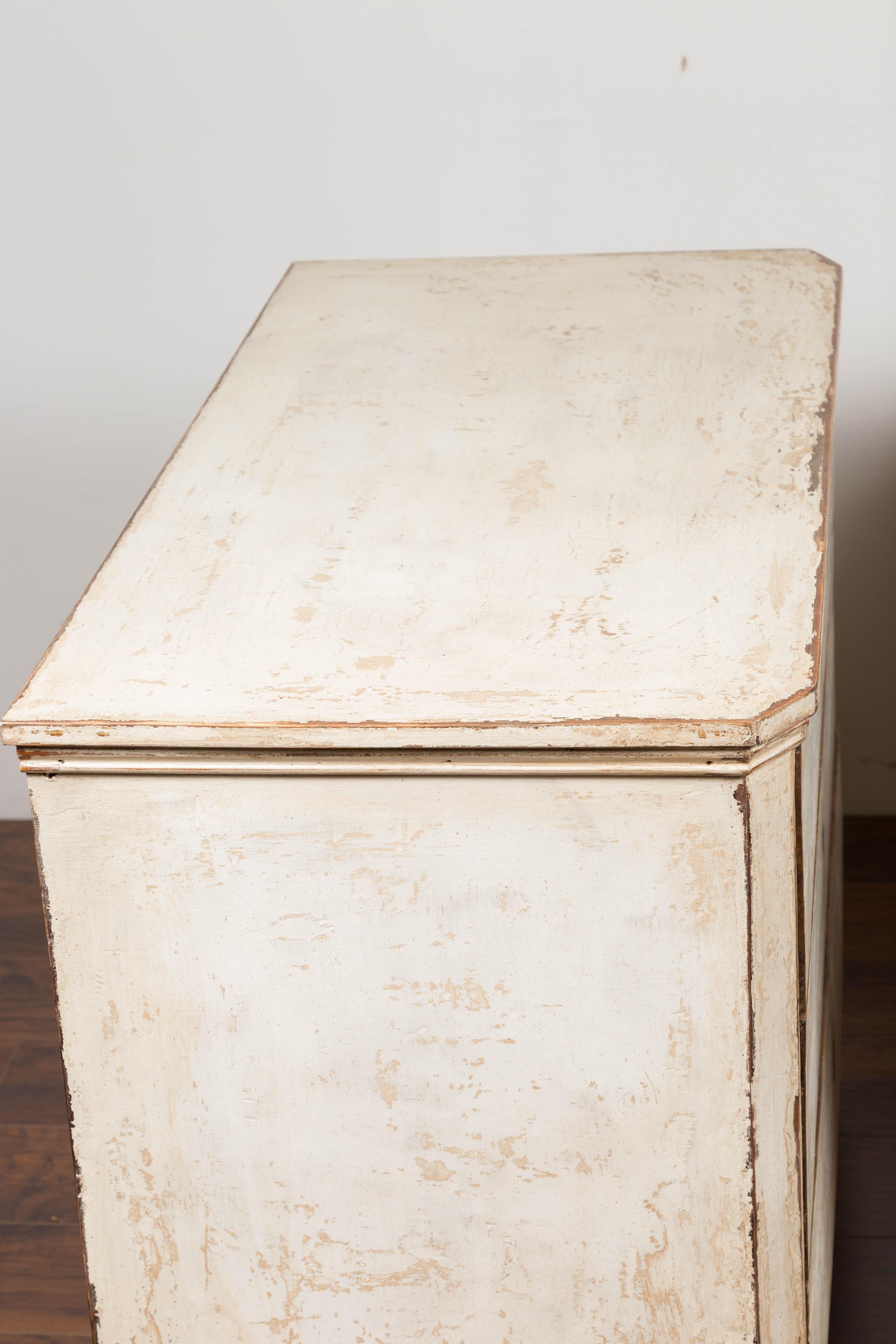 Pair of French Neoclassical Style Painted Three-Drawer Commodes, circa 1860 2