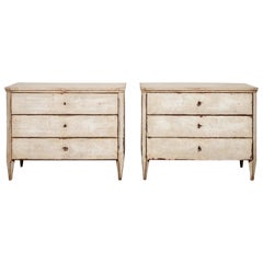 Pair of French Neoclassical Style Painted Three-Drawer Commodes, circa 1860