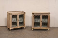 Pair of French Neoclassical Style Pair Console Bookcases w/Wire Front Doors