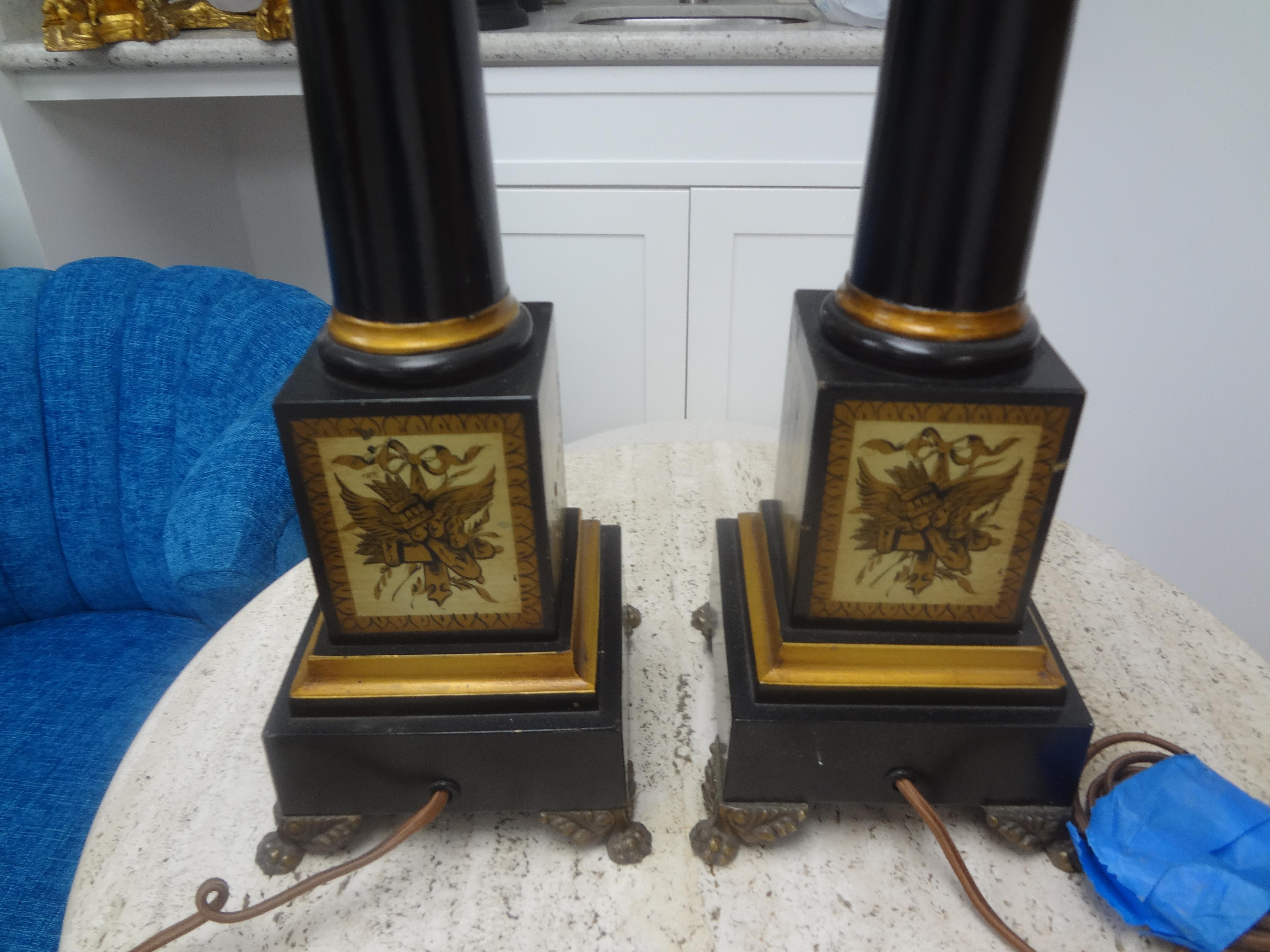 Pair of French Neoclassical Style Tole Lamps 3
