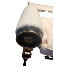 Pair of French Neoclassical Styled Lacquered Benches w Caned Seats Rolled Arms