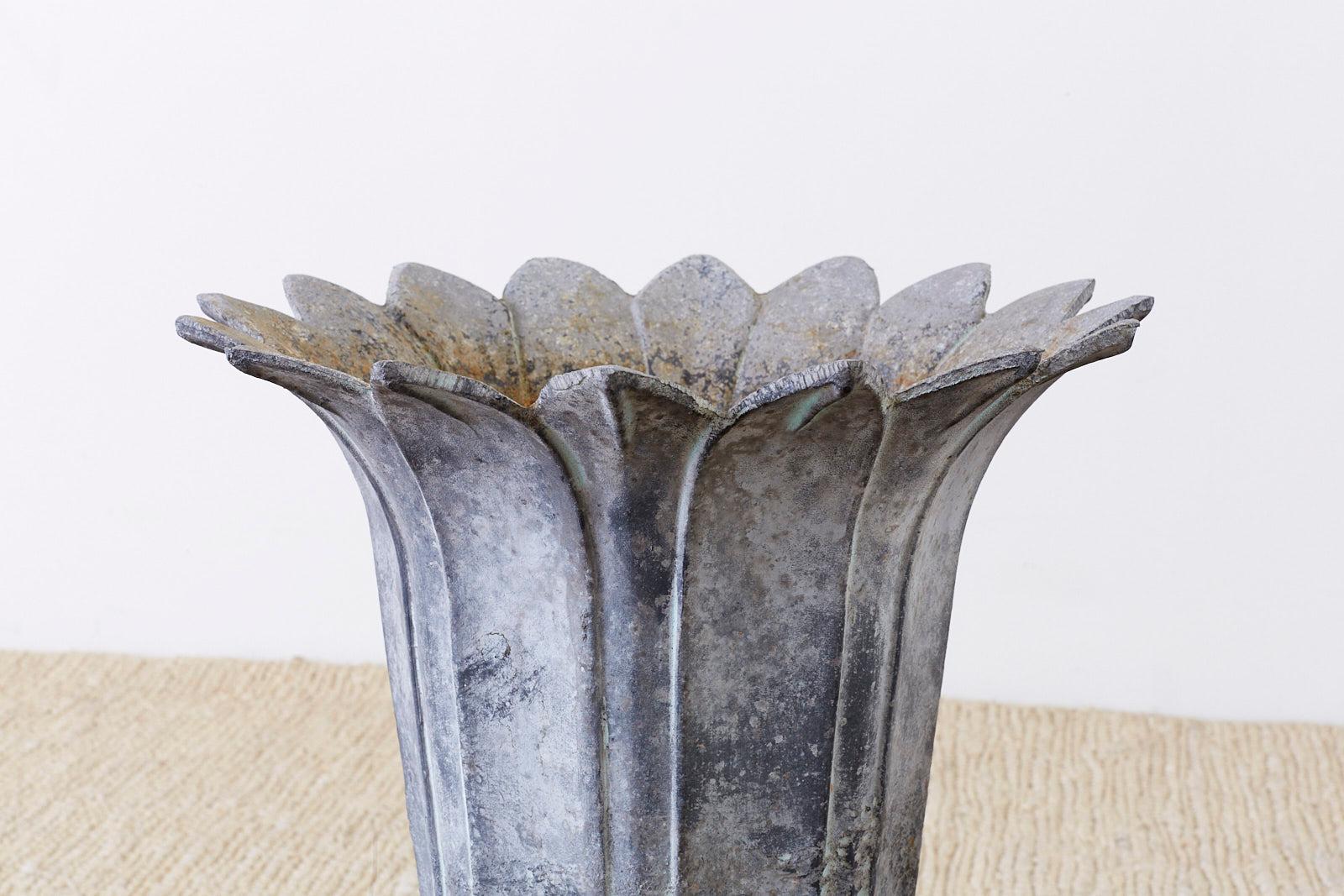 Pair of French Neoclassical Tulip Form Garden Urn Planters 2