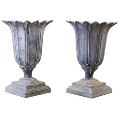 Pair of French Neoclassical Tulip Form Garden Urn Planters